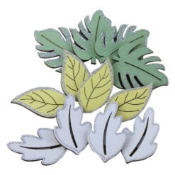 Set 12 decoratiune frunza autoadeziva din lemn 4 CM