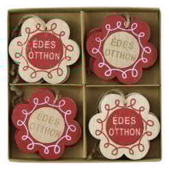Set 8 decoratiune tablita floare "Edes Otthon" 7 CM