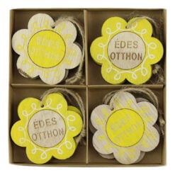 Set 8 decoratiune tablita floare "Edes Otthon" 7 CM