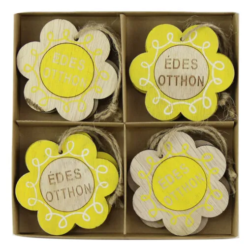 Set 8 decoratiune tablita floare "Edes Otthon" 7 CM
