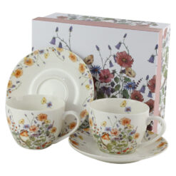 Set 2 cesti cu farfurii din portelan 280 ml