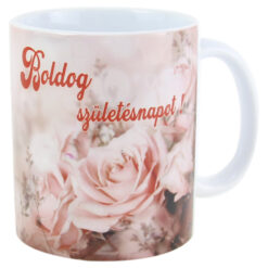 Cana ceramica"Boldog Szuletesnapot" 330 ml - Trandafiri