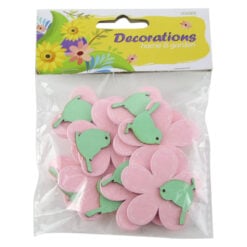 Set 8 decoratiune floare autoadeziva din lemn 5 CM