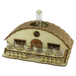 Suport lemn Casuta cu o sticla si 6 pahare 31x18 CM