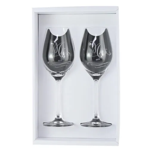 Set 2 pahare vin cu cristale Swarovski 360 ml