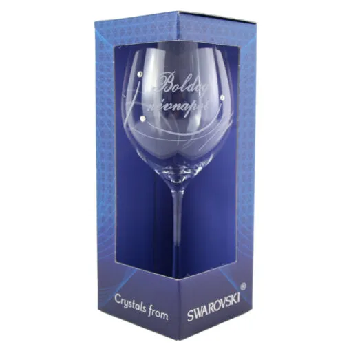 Pahar vin cu cristale Swarovski 470 ml - Mesaje/Cifre