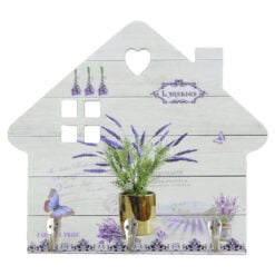 Suport pentru chei din lemn cu 3 carlige Casuta Lavender 25x23 CM