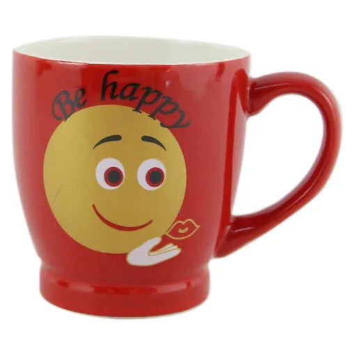 Cana ceramica rosie Be Happy 200 ml