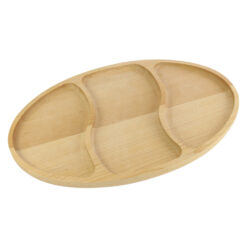 Platou oval din lemn cu 3 compartimente 45x29 CM