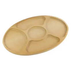 Platou oval din lemn cu 5 compartimente 45x29 CM