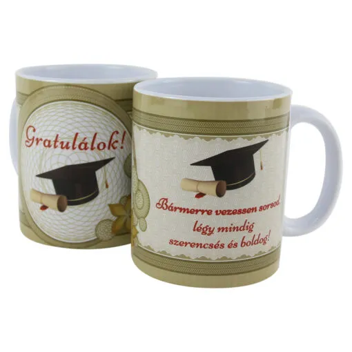 Cana ceramica pentru absolvire "Gratulalok!" cu mesaj 330 ml