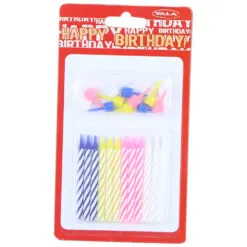 Set 12 lumanari colorate pentru tort 8 CM