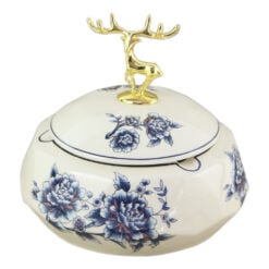 Scrumiera cu capac din portelan 16x15 CM - Nobil Albastru