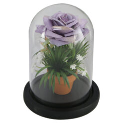 Trandafir artificial in cupola de sticla 12x16 CM