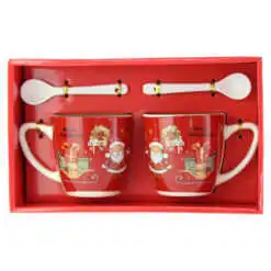 Set 2 cani cu lingurite din ceramica 220 ml