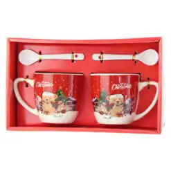 Set 2 cani cu lingurite din ceramica 220 ml