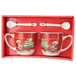 Set 2 cani cu lingurite din ceramica 220 ml