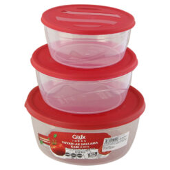 Set 3 caserole rotunde cu capac din plastic