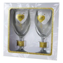 Set 2 pahare vin "Love - Sotie/Sot"