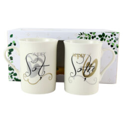 Set 2 cani din ceramica "Super Sot/Super Sotie"
