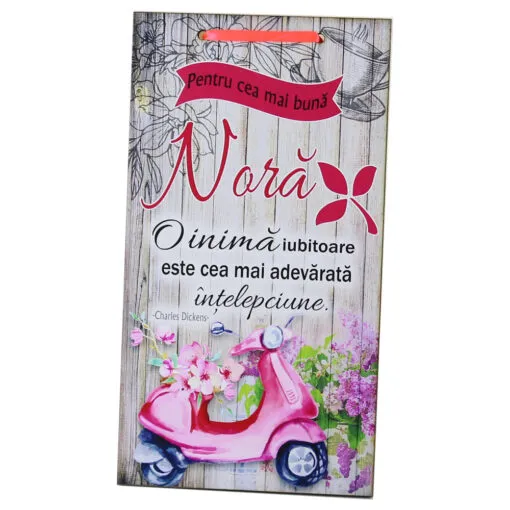 Tablou lemn personalizat "Pentru cea mai buna Nora..." 15x27 CM