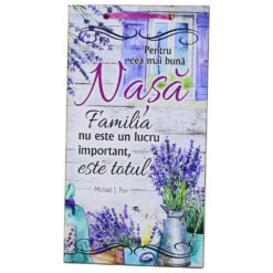 Tablou lemn personalizat "Pentru cea mai buna Nasa?"15x27 CM