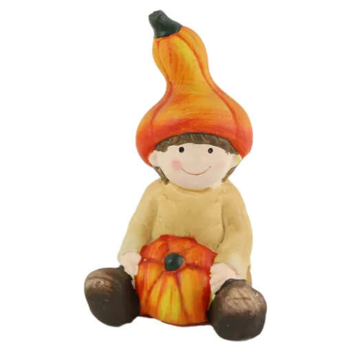 Figurina Copil din ceramica cu dovleac 13 CM