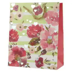 Punga cadou din hartie 26x32 CM - Flori cu inimioare