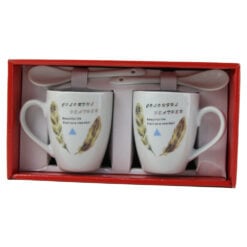 Set 2 cani cu lingurite din ceramica Colorful Feather 7 CM