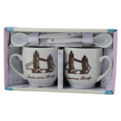 Set 2 cesti espresso cu lingurite - Design Cladiri Renumite