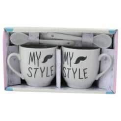 Set 2 cesti espresso cu lingurite "My Love"