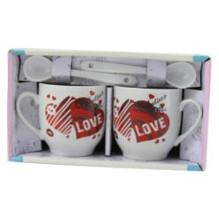 Set 2 cesti espresso cu lingurite "Happy Valentine's day"