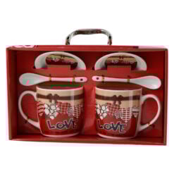 Set 2 cani cu lingurite din ceramica 9 CM