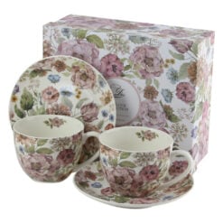 Set 2 cani cu farfurii din portelan 280 ml