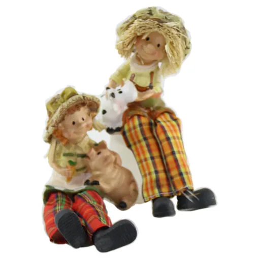 Pereche figurine Copii cu animale din rasina