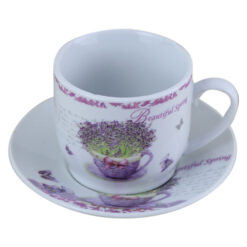 Set 6 cesti cu farfurii din ceramica Lavanda