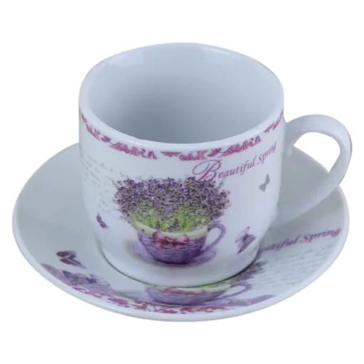 Set 6 cesti cu farfurii din ceramica Lavanda