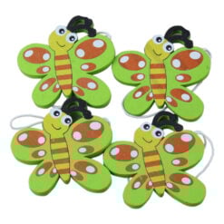 Set 4 decor din lemn Fluture cu agatatoare