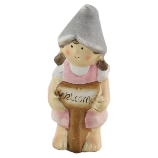 Figurina Fata/Baiat din ceramica cu tabla Welcome 12 CM