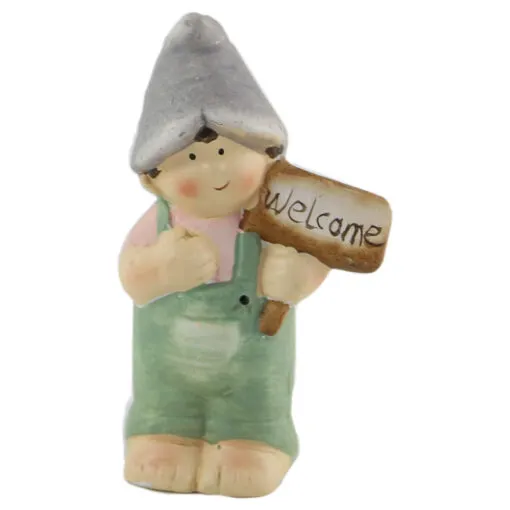 Figurina Fata/Baiat din ceramica cu tabla Welcome 12 CM