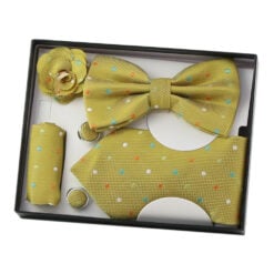 Set cadou pentru barbati 5 piese - Cravata/Papion/Butoni manseta/Batista/Ac rever floare