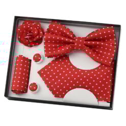 Set cadou pentru barbati 5 piese - Cravata/Papion/Butoni manseta/Batista/Ac rever floare