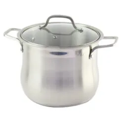Oala inox cu capac din sticla 30x25 CM