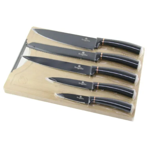 Set 5 cutite cu tocator din bambus