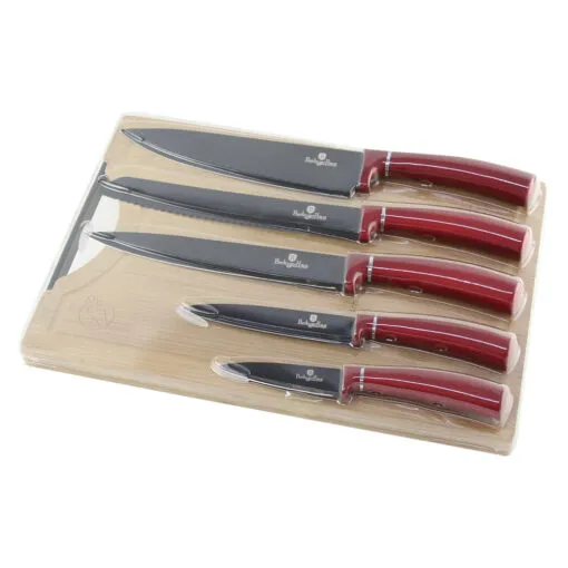 Set 5 cutite cu tocator din bambus