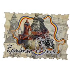 Magnet de frigider din lemn Welcome to Romania 7x9 CM