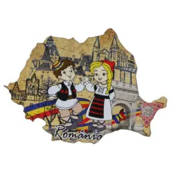 Magnet de frigider din lemn Harta Romaniei 10x7 CM