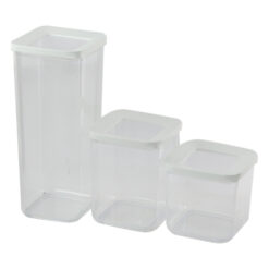 Set 3 recipiente pentru condimente din sticla si plastic 10.5x10/13/24 M