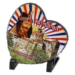 Placa ardezie "Castelul Bran/Romania" 14x14 CM