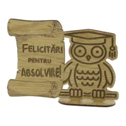 Decor din lemn "Felicitari pentru Absolvire" 13x10 CM